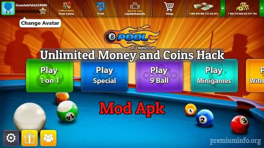 Unlimited Coins in the 8 Ball Pool